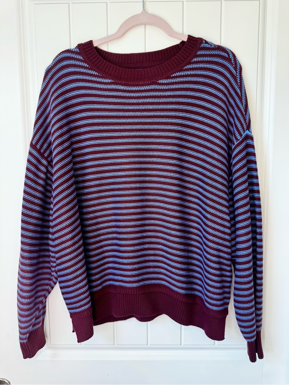 American Eagle Striped Sweater in Burgundy & Blue